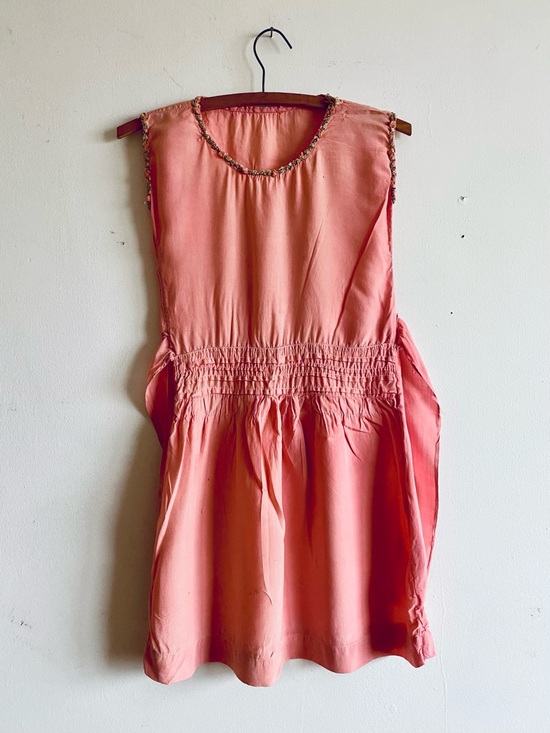 Handmade Other - Vintage 1920s Child’s Dress Pink Silk Embroidered Rosette Trim Antique AS IS